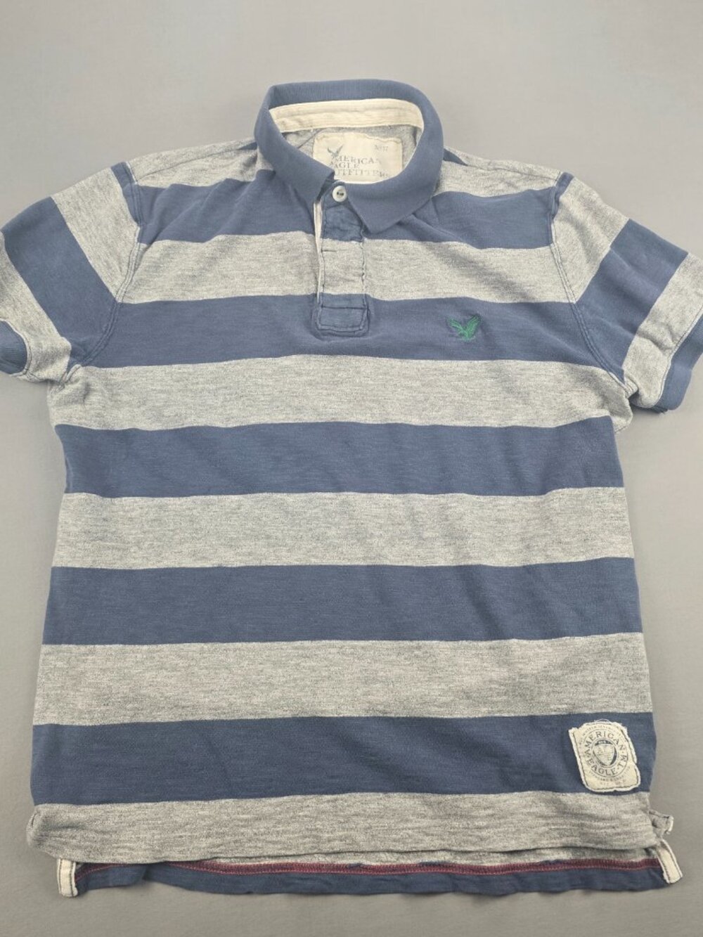 American Eagle Outfitters Washed Stripe Cotton Polo Shirt - M
